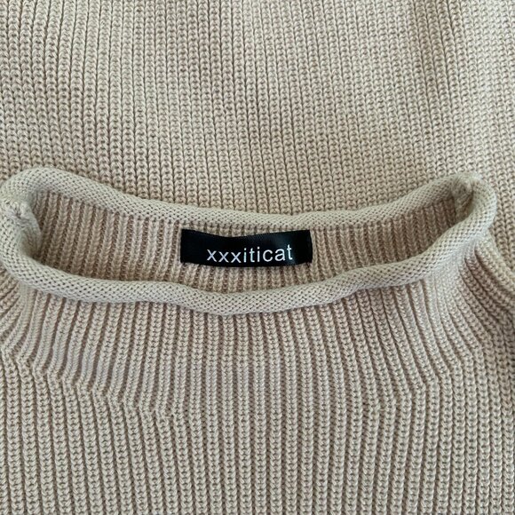 XXXiticat Capped Sleeve Sweater Vest Mock Turtle Knit Pullover Tank Shirt S M - Picture 2 of 9